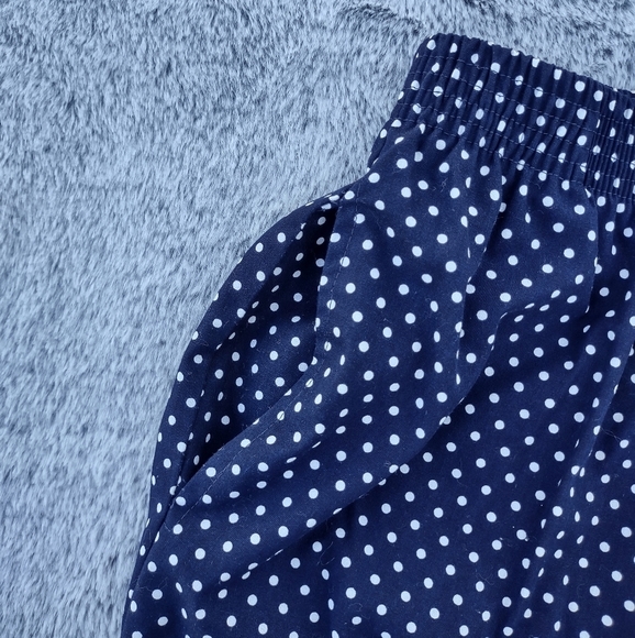 Knight's Ltd Polka Dot High Waisted Cotton Pants Blue & White Medium - Picture 5 of 12